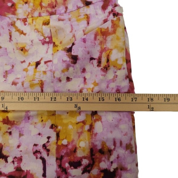 Ann Taylor Loft Floral Petite Pencil Skirt Womens 0P Lined Side Zip Pink Yellow - Picture 4 of 16